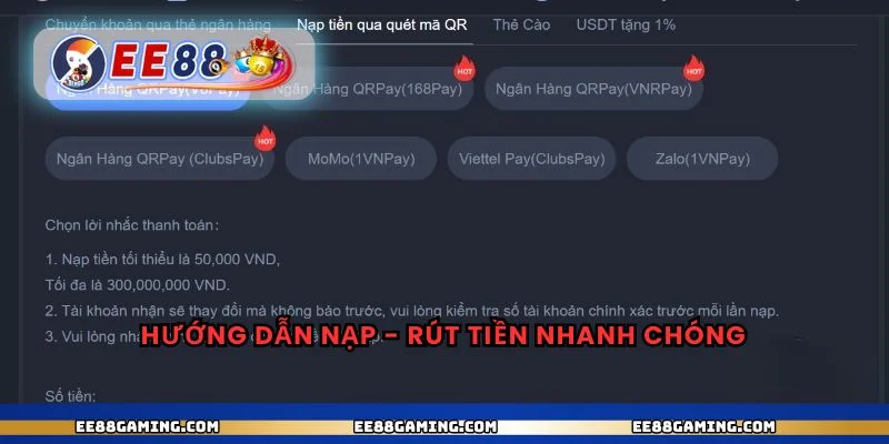 Hướng dẫn nạp - rút tiền nhanh chóng
